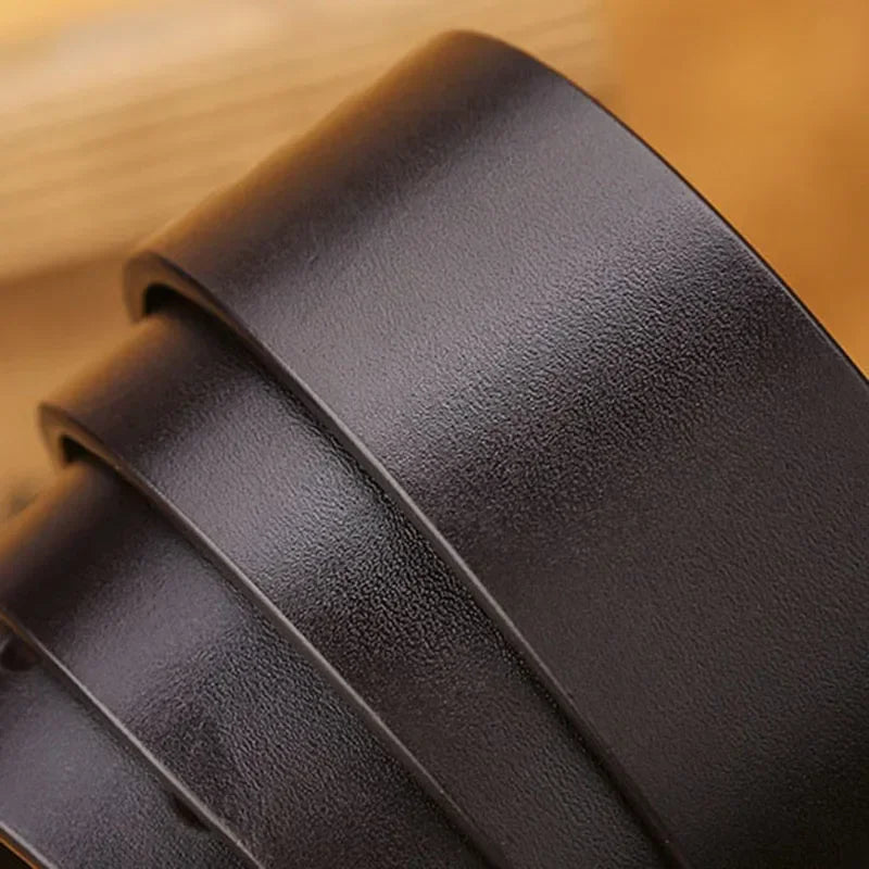 Belts for Men Real Genuine Leather with Metal Alloy Pin Buckle Business Belt