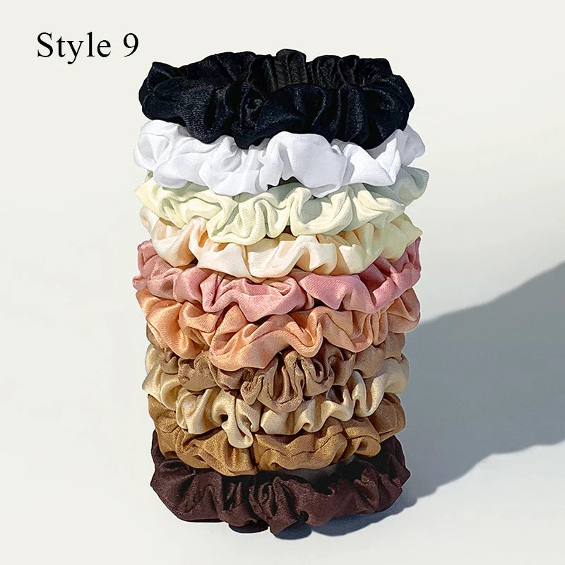 10pcs Colorful  Hair Bands Satin Silk Scrunchies