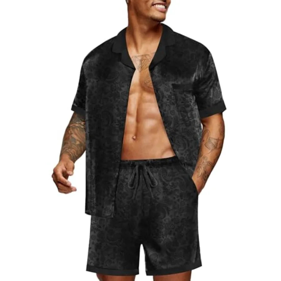 Men Satin Silk Set with Pockets Loungewear