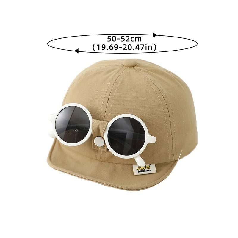 Sunglasses Detachable Baby Duck Tongue Hat Fashion Children Baseball Hats 1-5Year Kids Outdoor Sunscreen Cap Sun Glasses Visors