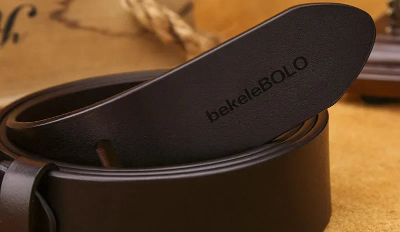 Belts for Men Real Genuine Leather with Metal Alloy Pin Buckle Business Belt