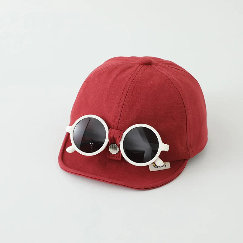 Sunglasses Detachable Baby Duck Tongue Hat Fashion Children Baseball Hats 1-5Year Kids Outdoor Sunscreen Cap Sun Glasses Visors