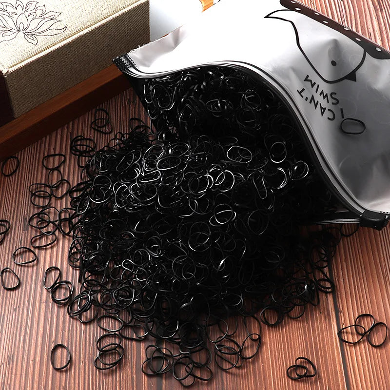 1000/2000pcs Colorful Disposable Rubber Elastic Hair Band Ties