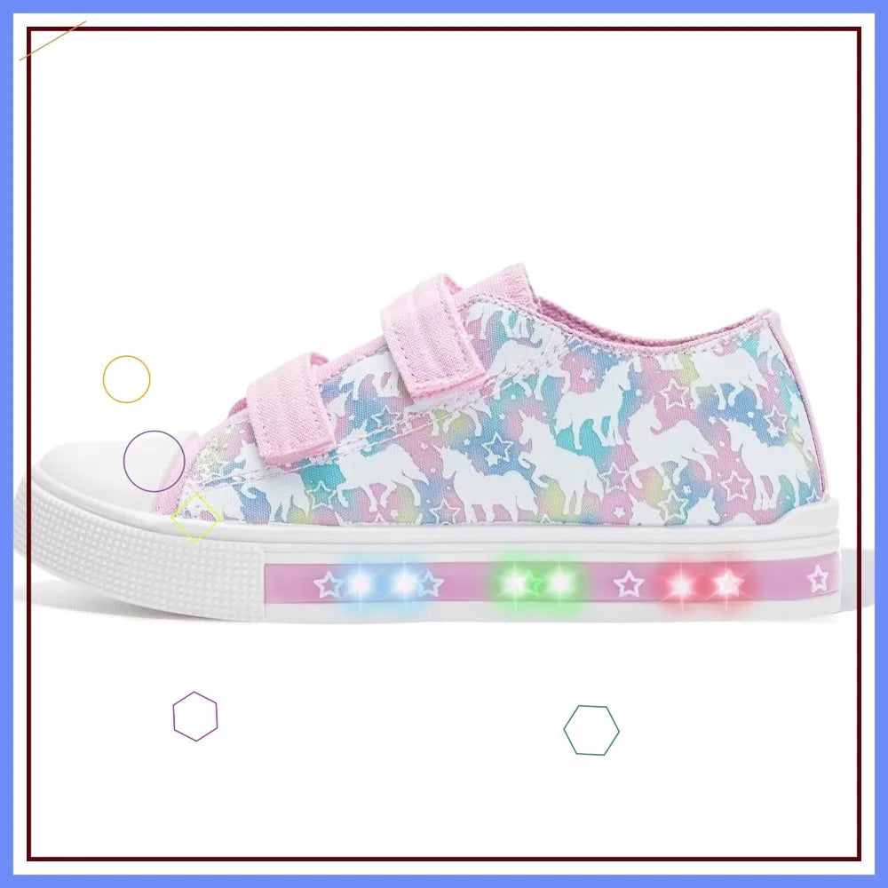 Toddler Light Up Casual Canvas Shoes with Adjustable Strap