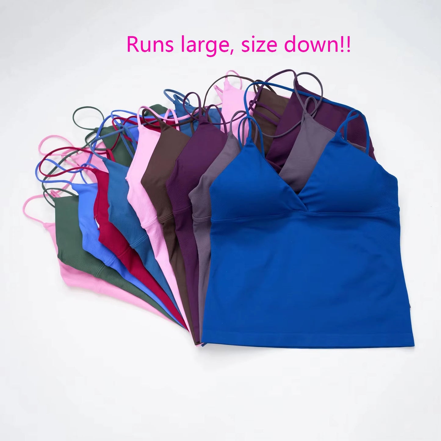 Twist Front Longline Top Women's Seamless Thin Straps Tank Tops