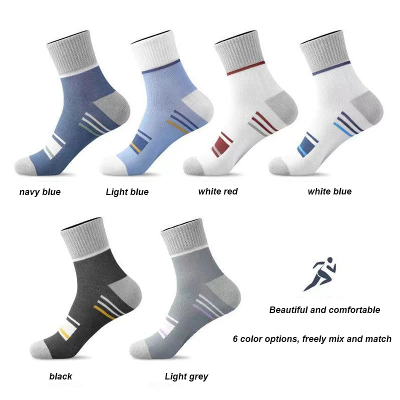 6Pairs Men Socks Breathable Cotton Sweat Absorption