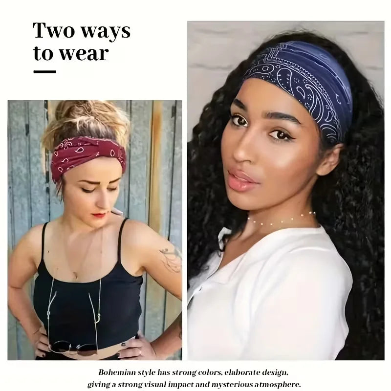 3 Pack Wide Headbands Paisley Twist Hair Bands Stretchy Cross Head Turban Bandana Non Slip Hair Wraps