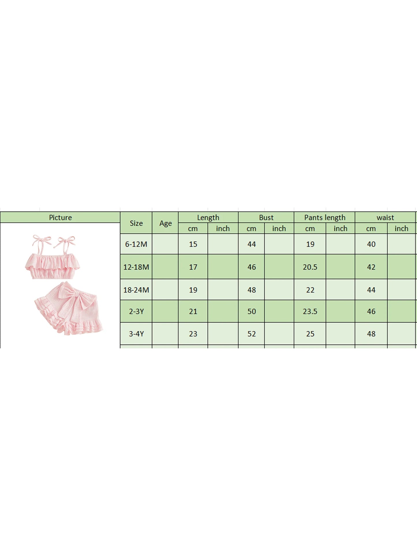 Girls Solid Color Ruffle Crop Cami Top and Shorts Set