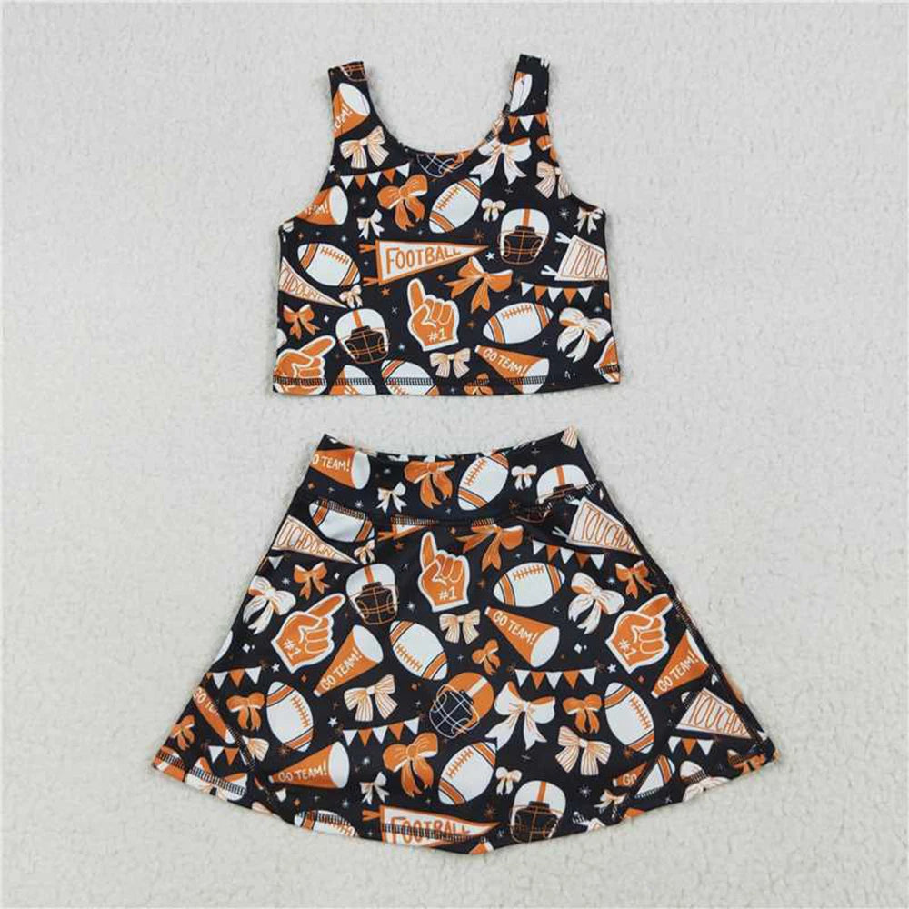 Orange Football Bows Vest Top with Short Skirts