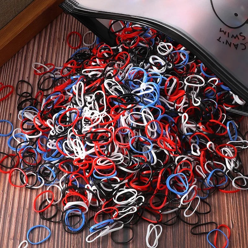 1000/2000pcs Colorful Disposable Rubber Elastic Hair Band Ties