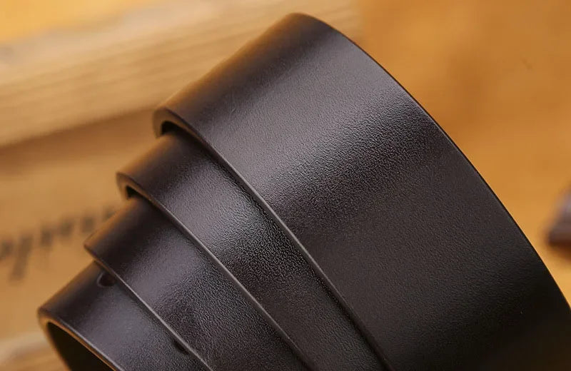 Belts for Men Real Genuine Leather with Metal Alloy Pin Buckle Business Belt