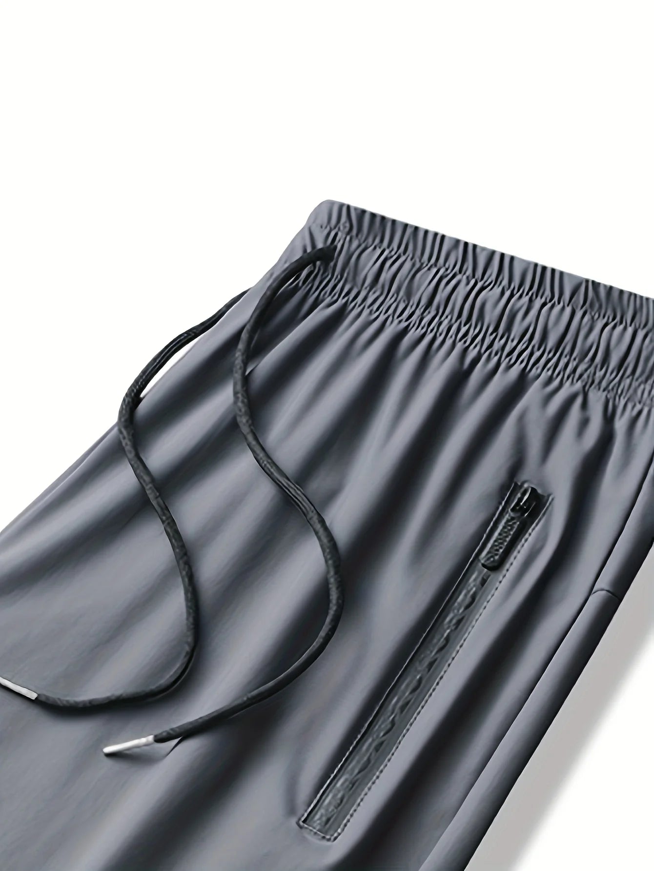 Men's Waist Drawstring Quick-drying High Elasticity  Sports Training Outdoor Long Pants With Zipper Pockets