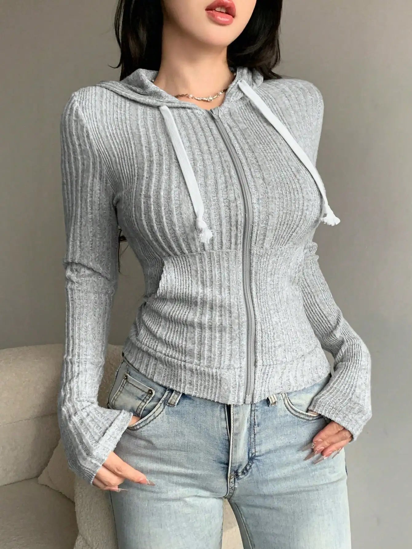Lightweight Thin Zipper Hooded Jacket Women's Long Sleeve Top