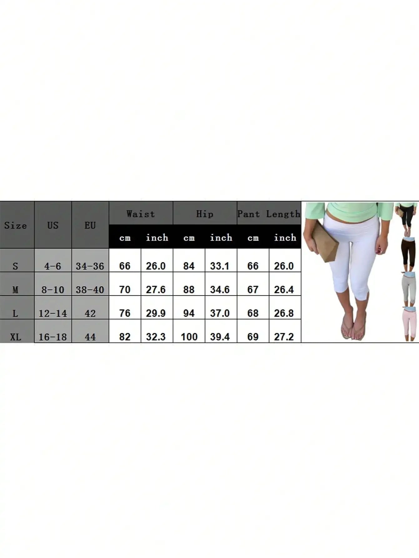 Women's Low Waist Capri Leggings Fold Over Waistband Split Hem Solid Color Slim Fit Stretchy Cropped Leggings Buttery