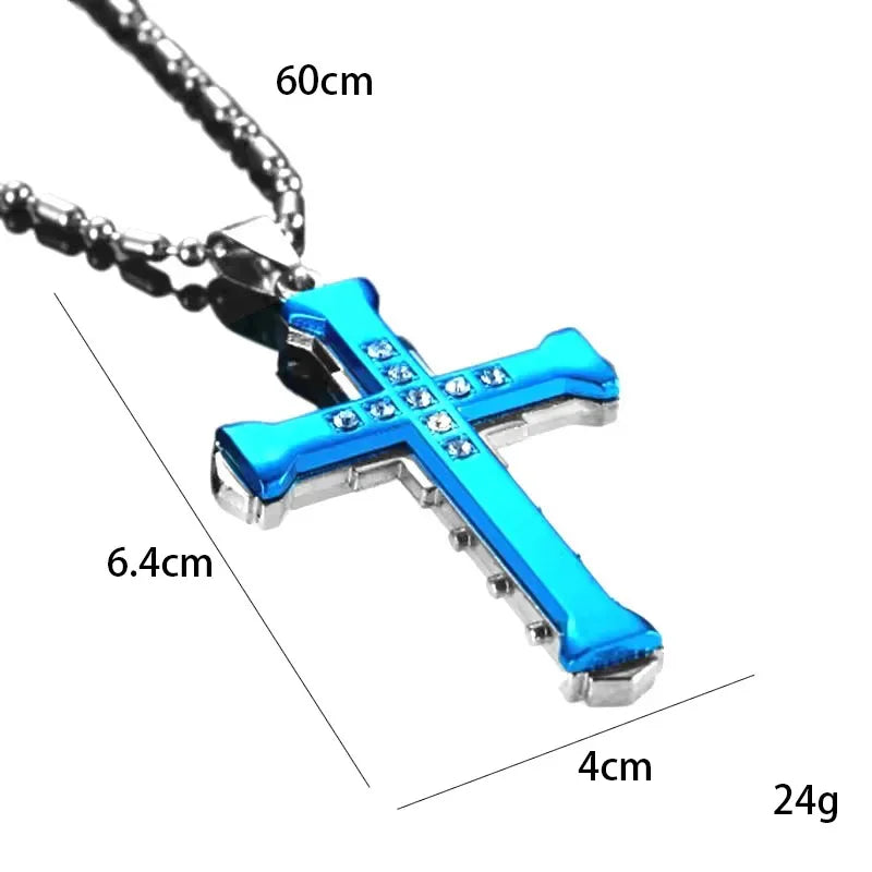 Cross Chain – Cool Black & Gold CZ Pendant
