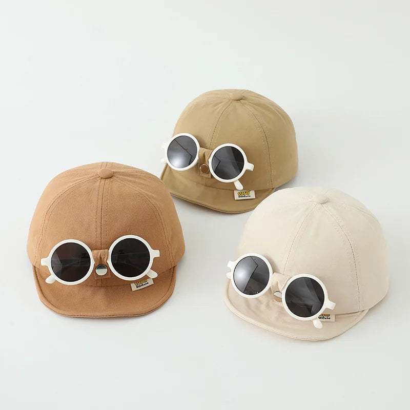 Sunglasses Detachable Baby Duck Tongue Hat Fashion Children Baseball Hats 1-5Year Kids Outdoor Sunscreen Cap Sun Glasses Visors