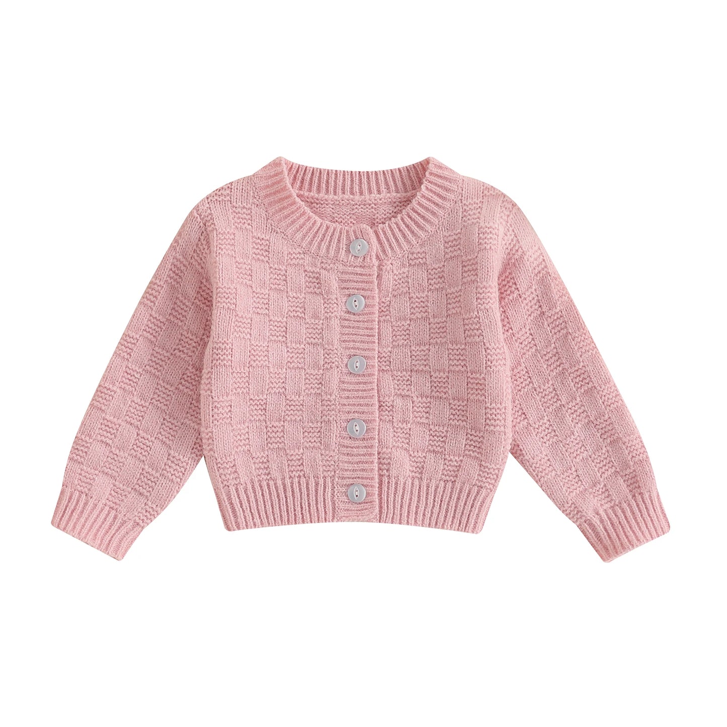 Children's Autumn Winter Cable Knit Sweater Long Sleeve Solid Color Button Down Warm Cardigan