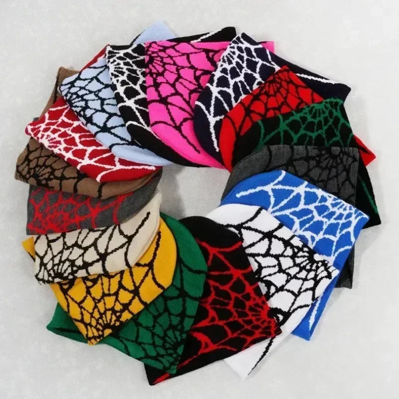 Beanies Hat Spider Embroidered Winter Hats Knitted Bonnet Cap Soft Woolen