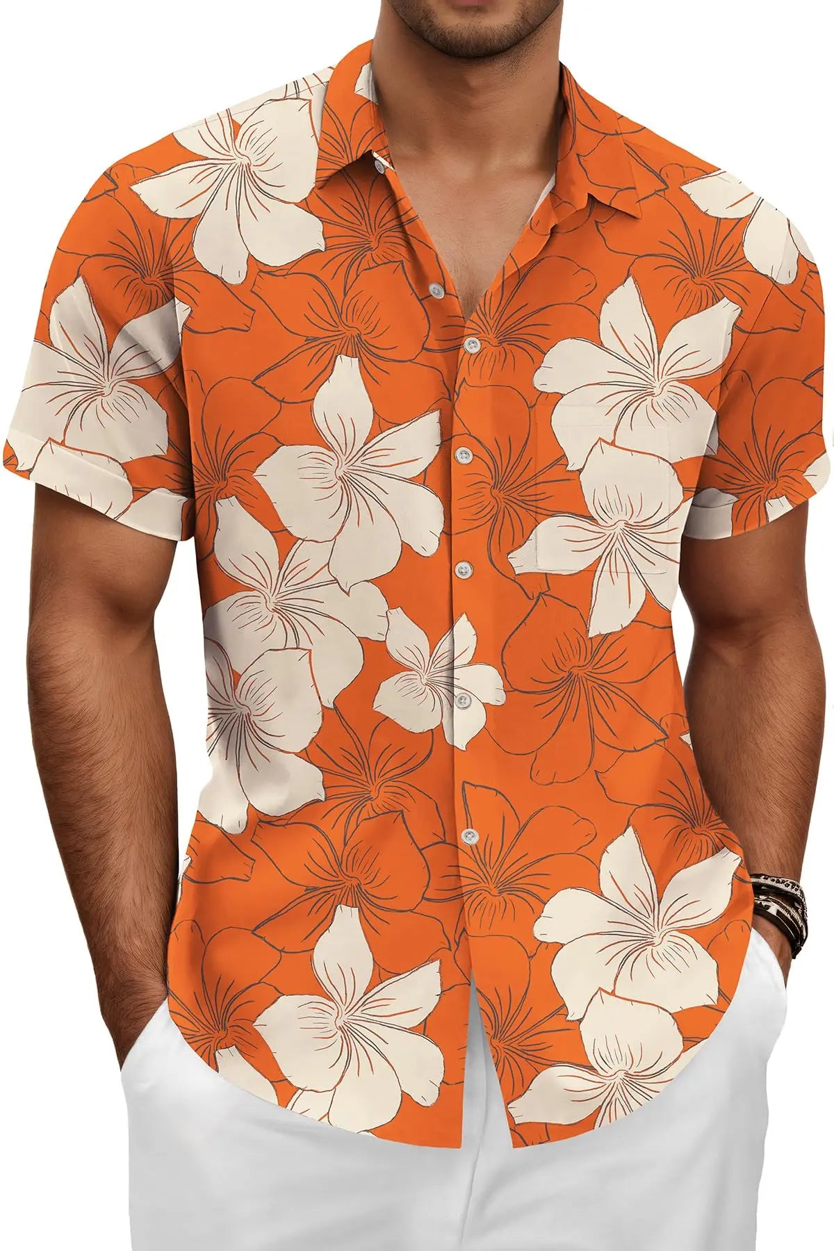 Men's Button Down Short Sleeve Tropical Shirt