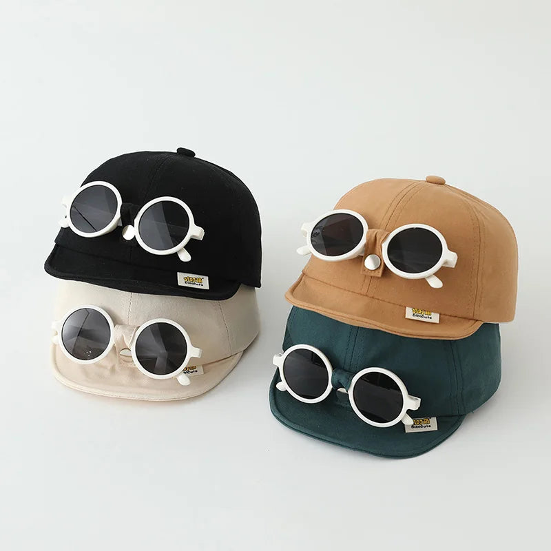 Sunglasses Detachable Baby Duck Tongue Hat Fashion Children Baseball Hats 1-5Year Kids Outdoor Sunscreen Cap Sun Glasses Visors