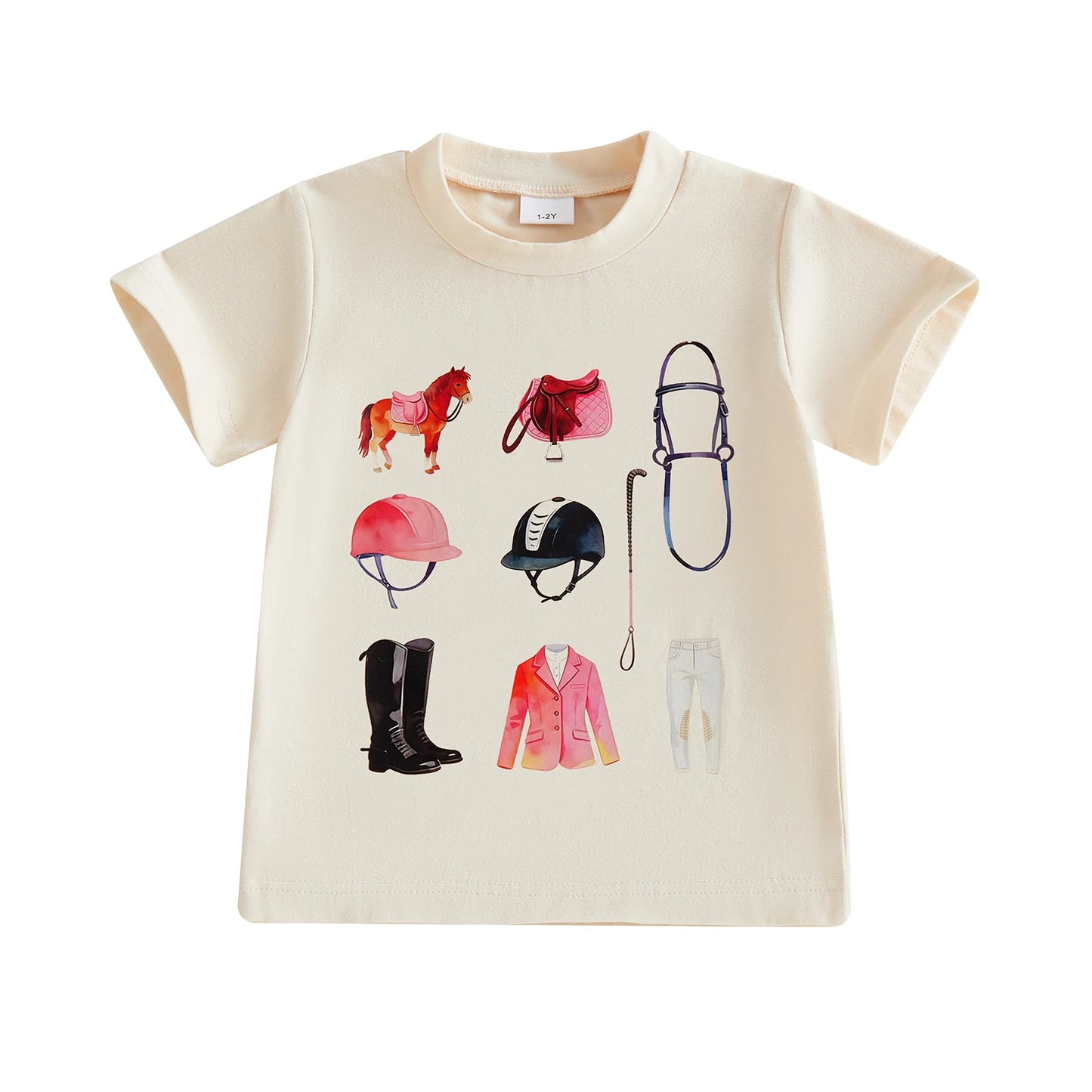 Short Sleeve Crew Neck Unicorn Print Summer T-shirt