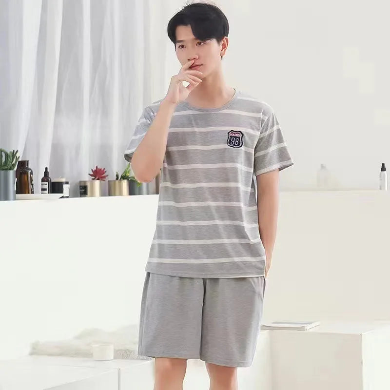 Cotton Men's Pajama Top and Pants Loungewear Two Piece