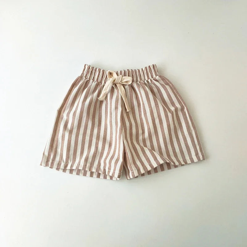 Linen Cotton Shorts/Stripe Pants