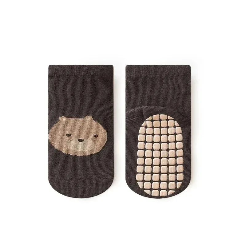 6 Pairs Kids Non-Slip Socks Fox and Bear Pattern