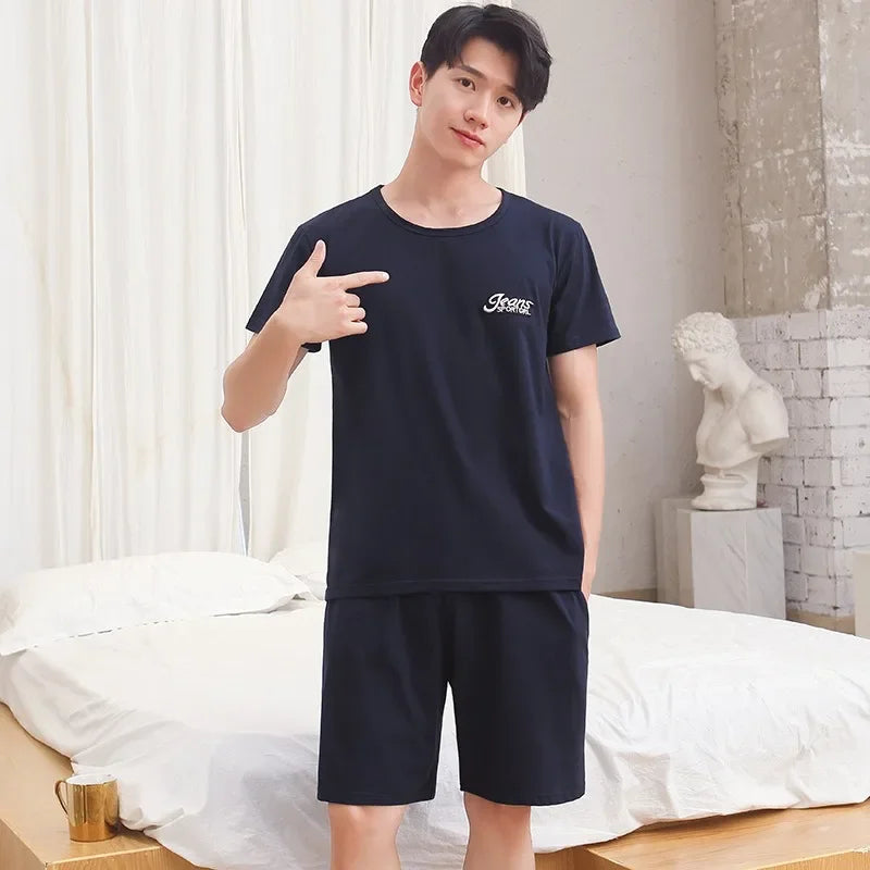 Cotton Men's Pajama Top and Pants Loungewear Two Piece
