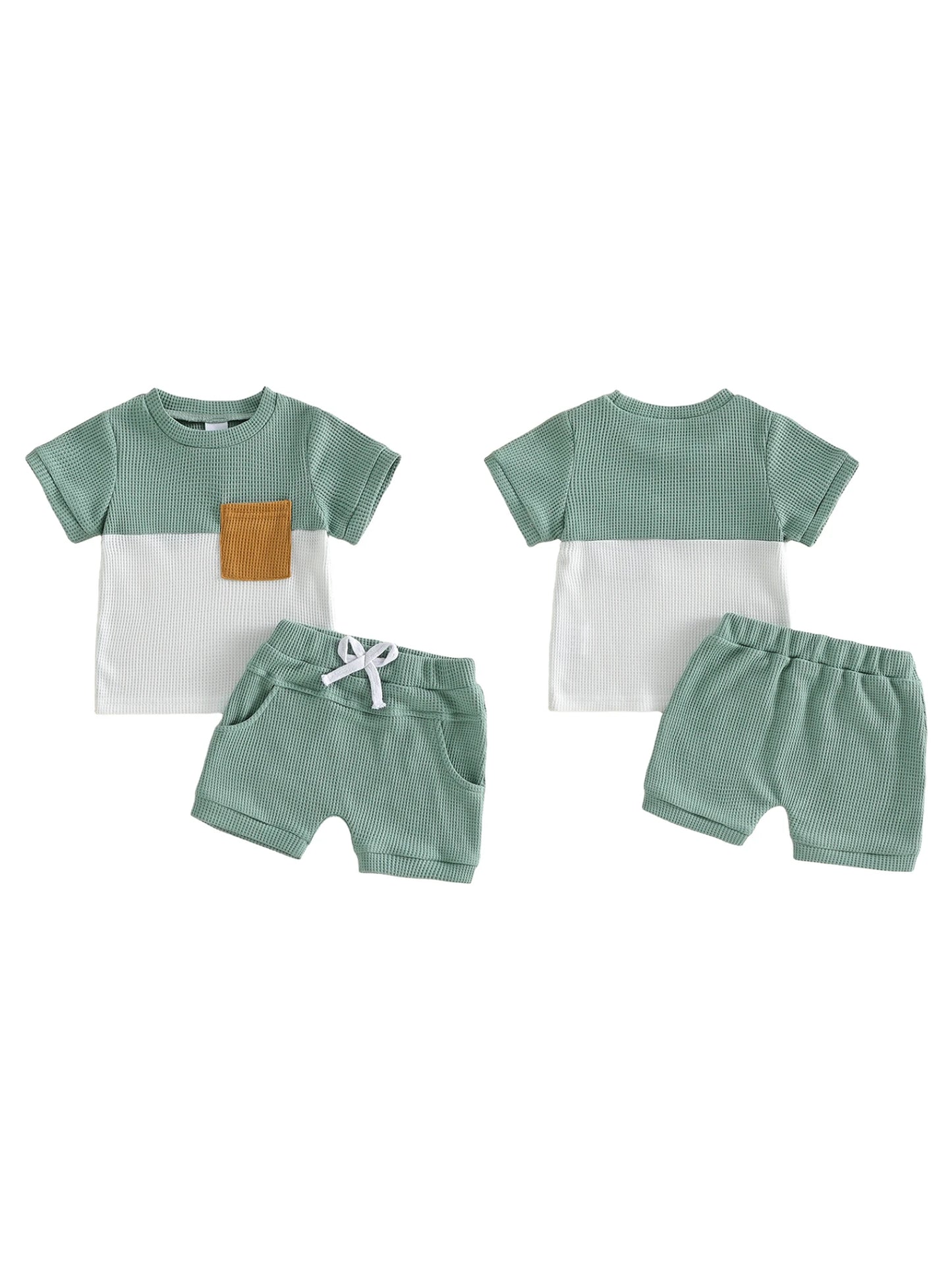 Infant Boy Casual Summer Clothes Set with Printed T-shirt and Elastic Waist Shorts 2 Piece Outfit