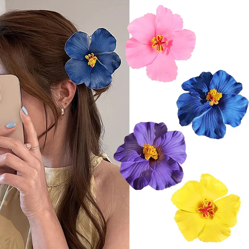 2/4/6 pcs  Hibiscus Lily Barrettes Hairpin