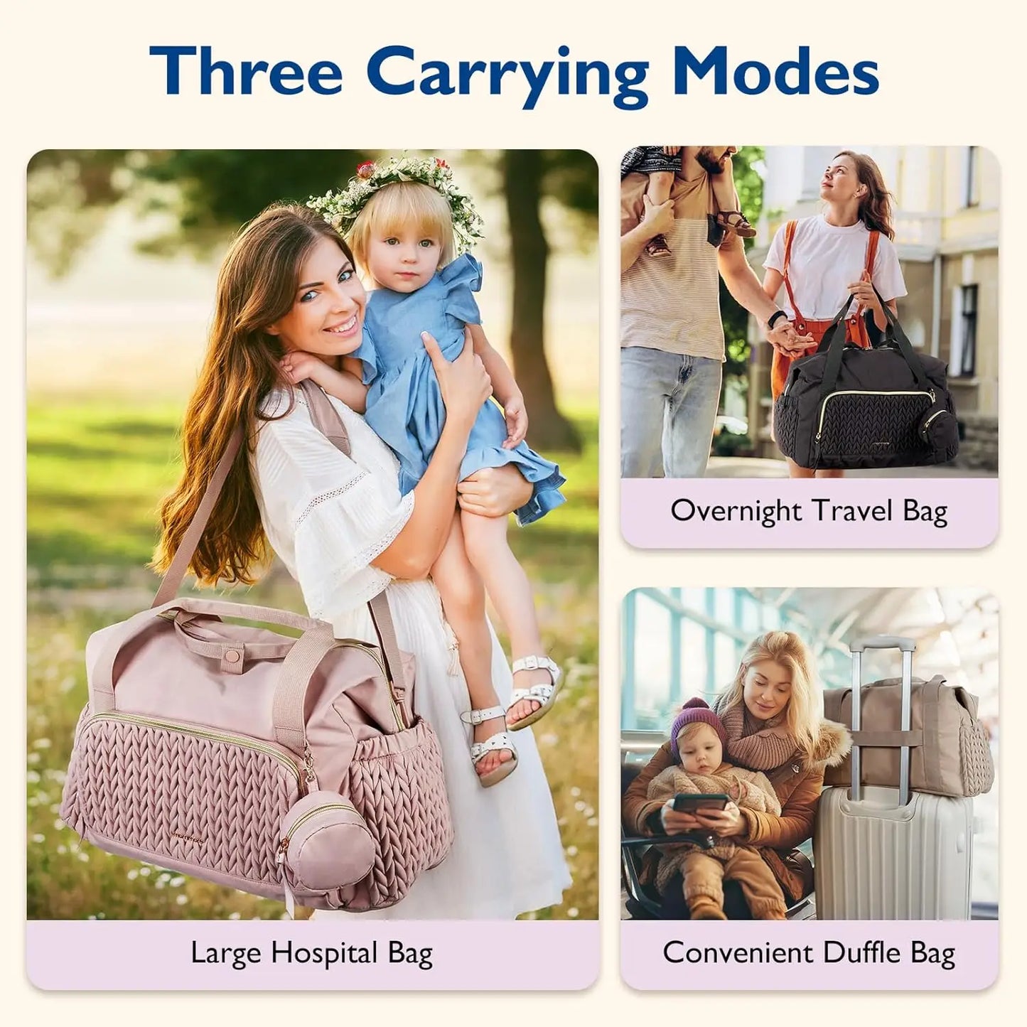 Large Capacity Travel Diaper Bag with Pacifier Case