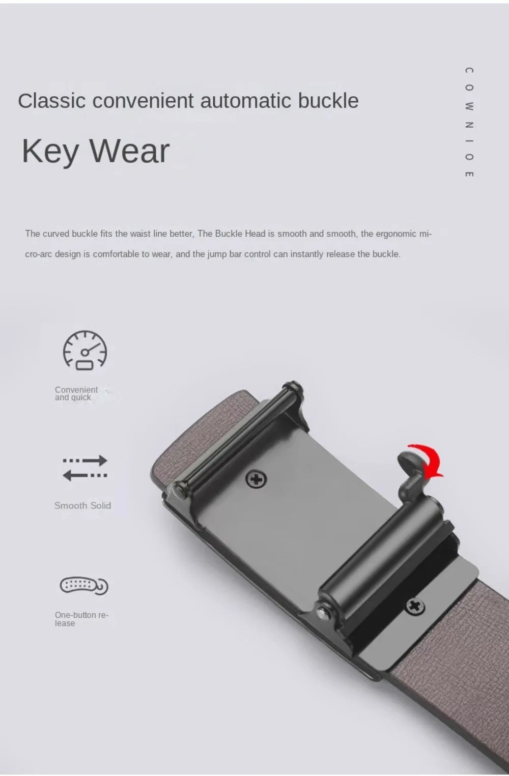 Fashion PU Leather Men's Business Belt Automatic Buckle Adjustable Men's Waist Strap Men's Leather Belt for Leisure Work Party