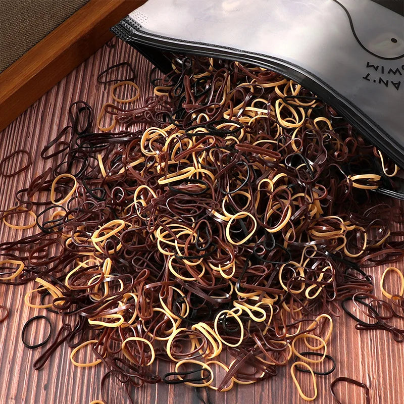 1000/2000pcs Colorful Disposable Rubber Elastic Hair Band Ties