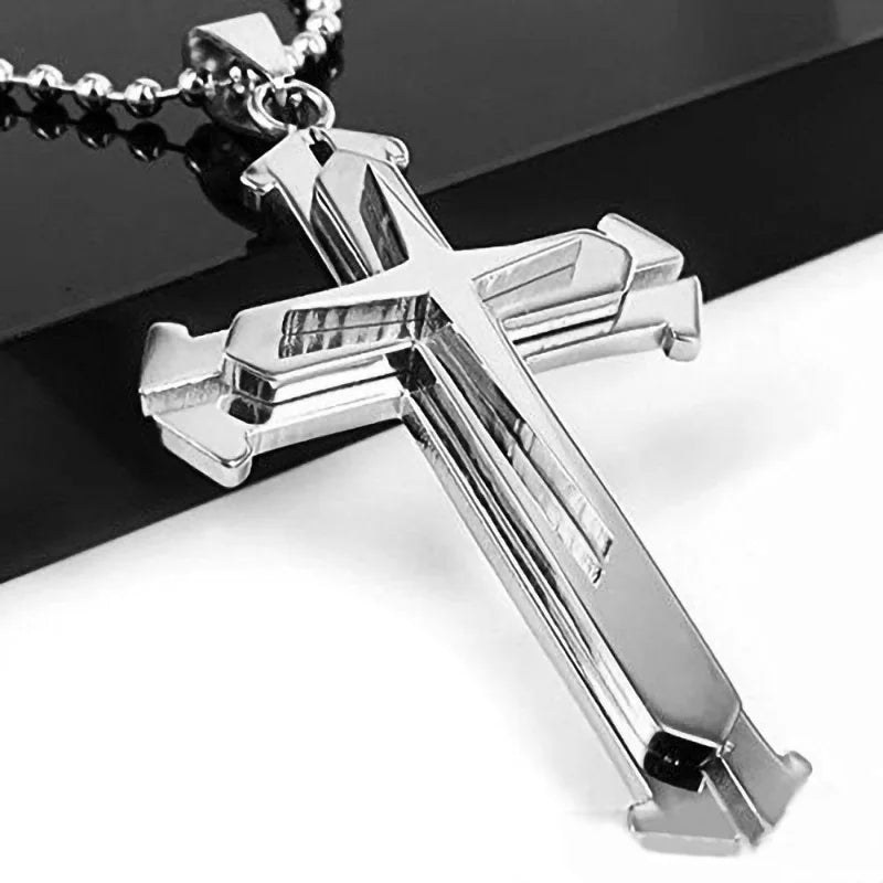 Cross Chain – Cool Black & Gold CZ Pendant