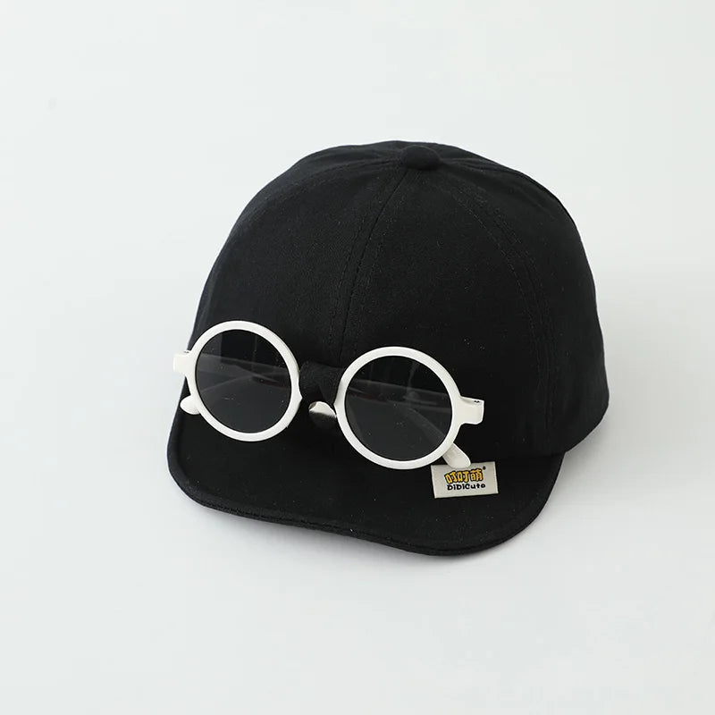 Sunglasses Detachable Baby Duck Tongue Hat Fashion Children Baseball Hats 1-5Year Kids Outdoor Sunscreen Cap Sun Glasses Visors
