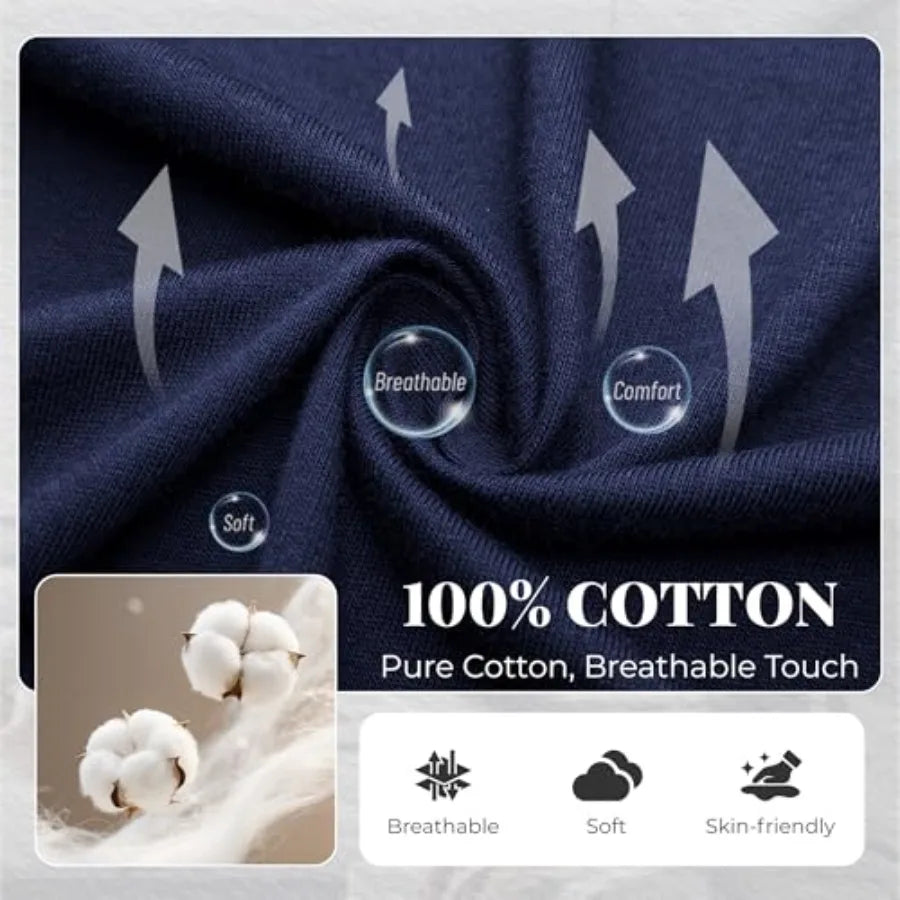 Men's Cotton, Soft Long Sleeve, Lightweight Button Up Sleepwear Lounge Set with Pockets