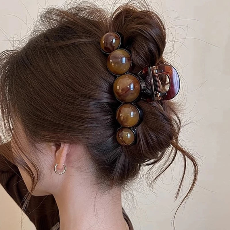 Gradient Beaded Hair Claw 11Cm  Plastic Hairpin Shark Clip