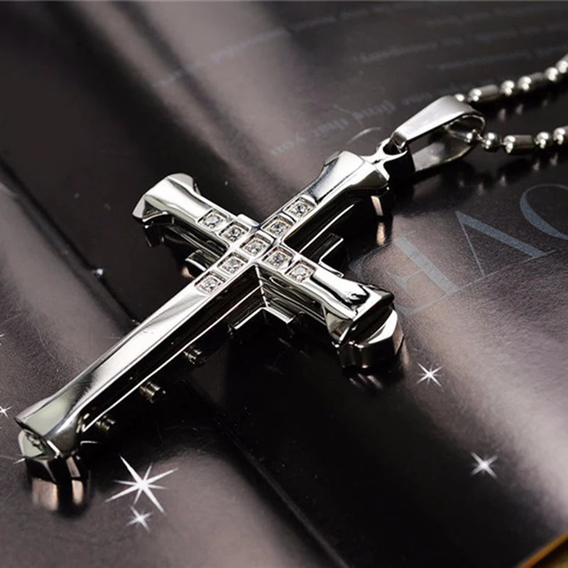 Cross Chain – Cool Black & Gold CZ Pendant