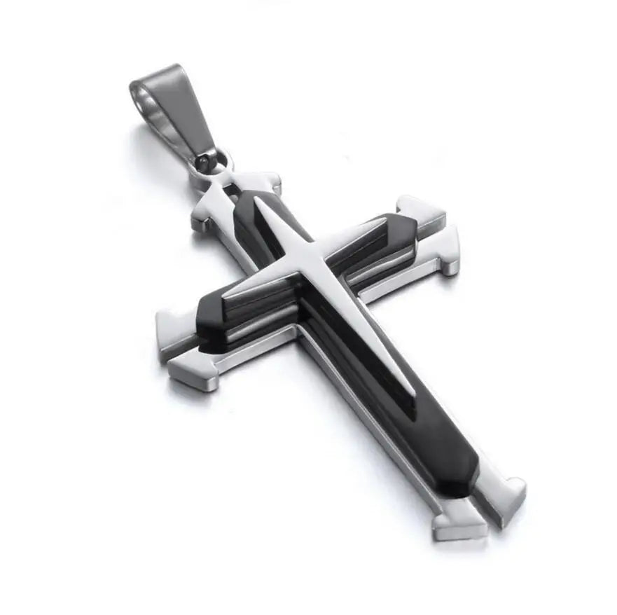 Cross Chain – Cool Black & Gold CZ Pendant