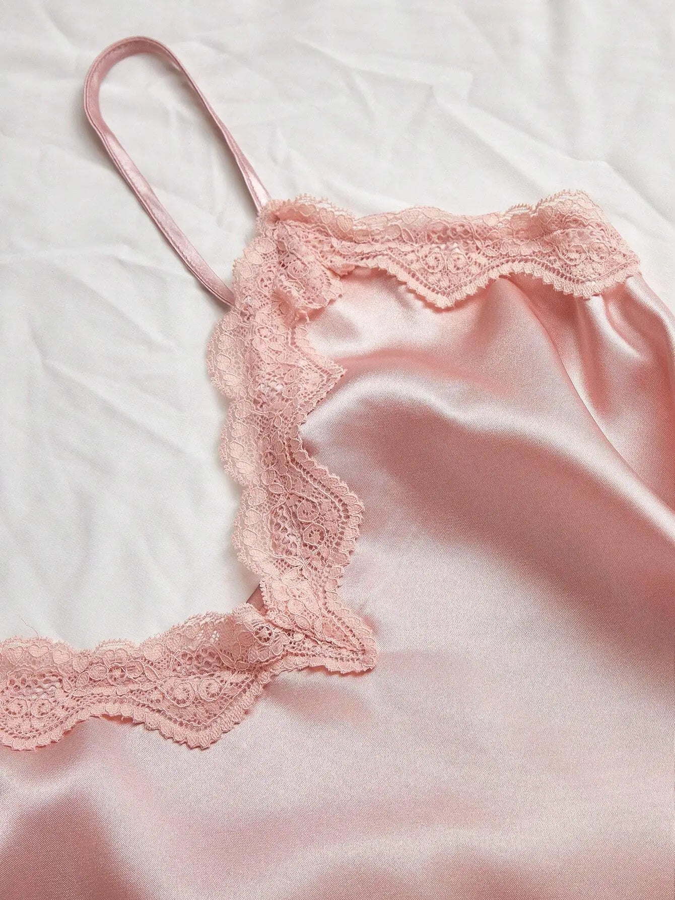 4-Piece Pink Faux Silk Pajama Set with Lace Trim - Cami, Shorts, Pants & Robe for Women