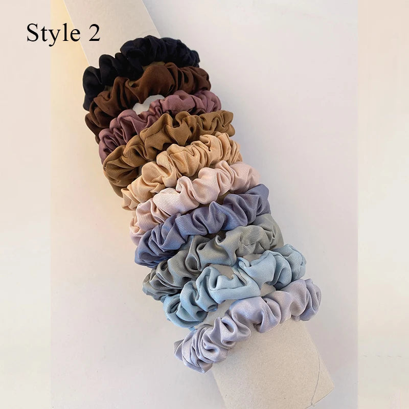 10pcs Colorful  Hair Bands Satin Silk Scrunchies