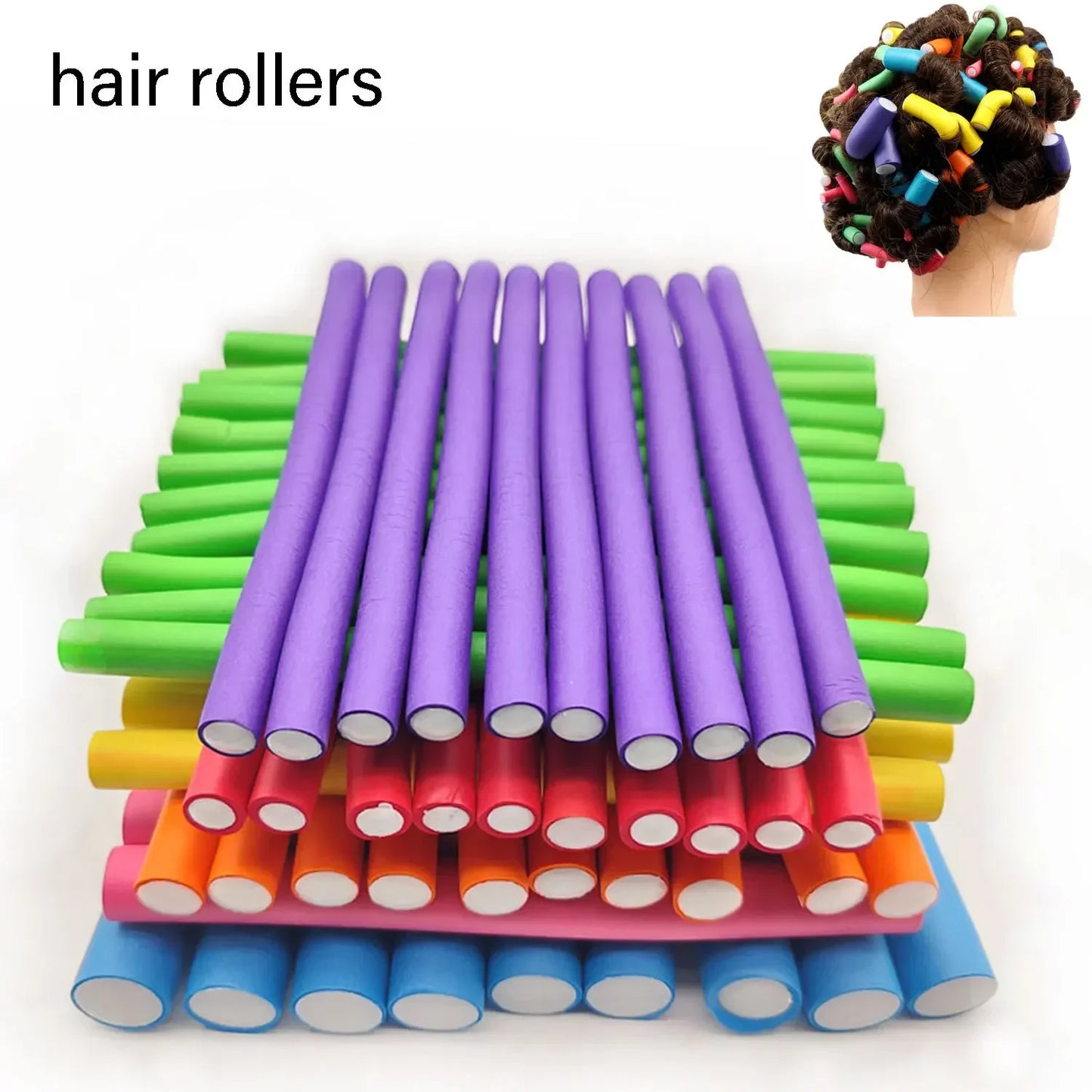 10pcs Flexible Hair Curling Rod, Soft Foam Bendy Twist Curls Flexi Rollers No Heat