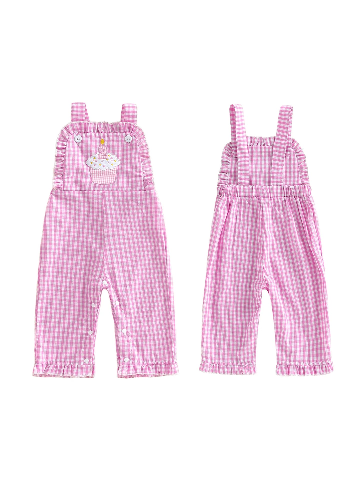Girls Denim Overall Dress Sleeveless Floral Embroidery Ruffle Jumpsuit Outfit