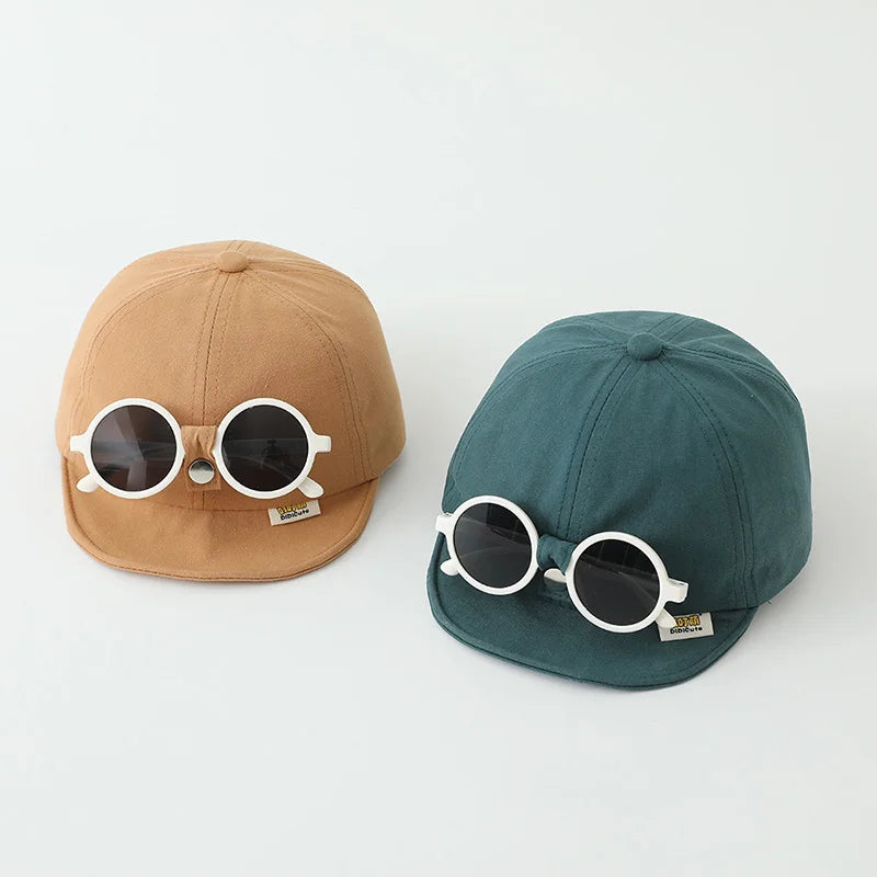 Sunglasses Detachable Baby Duck Tongue Hat Fashion Children Baseball Hats 1-5Year Kids Outdoor Sunscreen Cap Sun Glasses Visors