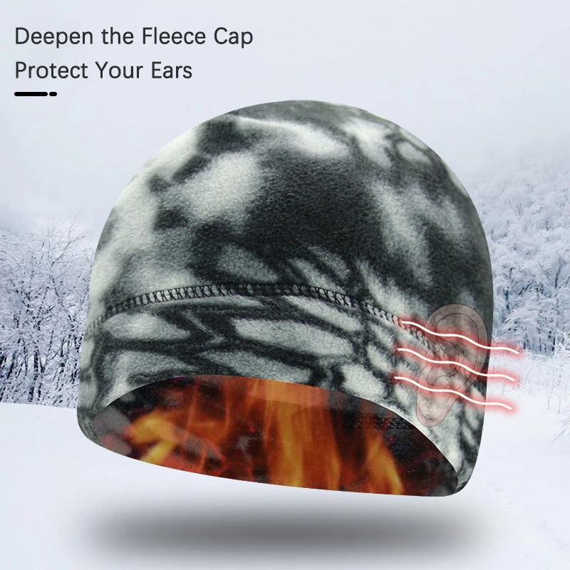 Fleece Cap, Thermal Windproof Camouflage Elastic Skull Cap