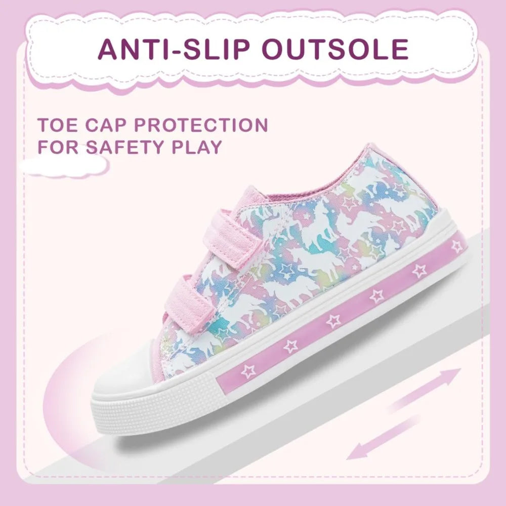 Toddler Light Up Casual Canvas Shoes with Adjustable Strap
