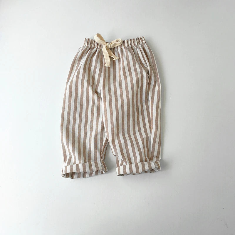 Linen Cotton Shorts/Stripe Pants