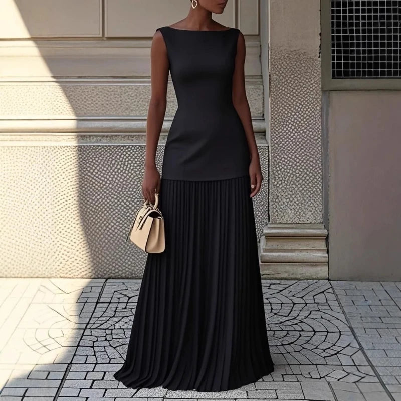 Fashion Elegant Dress Vest Overskirt Pleated Women's Two-piece Set