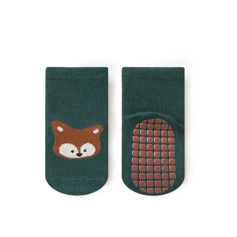 6 Pairs Kids Non-Slip Socks Fox and Bear Pattern